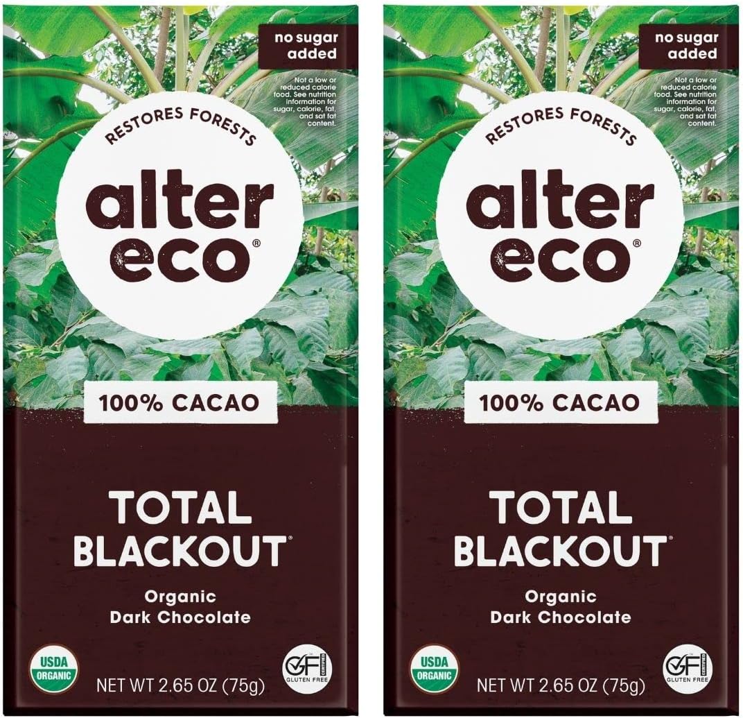 Alter Eco | Dark Chocolate Bars | Pure Dark Cocoa, Fair Trade, Organic, Non-GMO, Gluten Free (2-Pack Total Blackout)