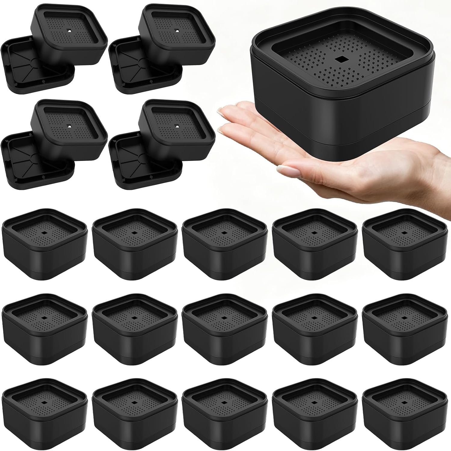 Furniture Risers Adjustable Bed Risers Desk Leg Risers,Lifts Height 1.38″,Square Furniture Raising Risers for Table Leg/Desk/Chair/Couch/Sofa -20 Packs