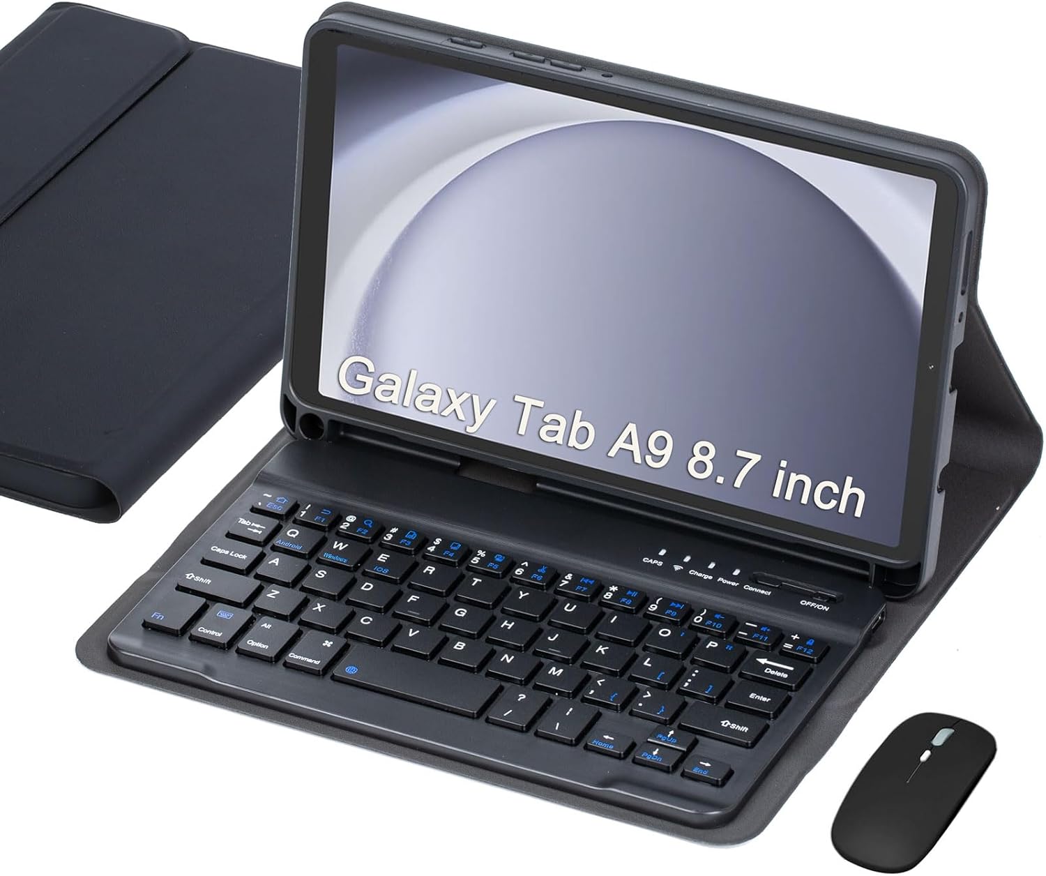 Keyboard Case for Samsung Galaxy Tab A11/ Tab A9 8.7-Inch 2025/2023, Wireless Detachable Keyboard and Mouse, Thin & Light Case with S Pen Holder, PU Folio Stand (Black)