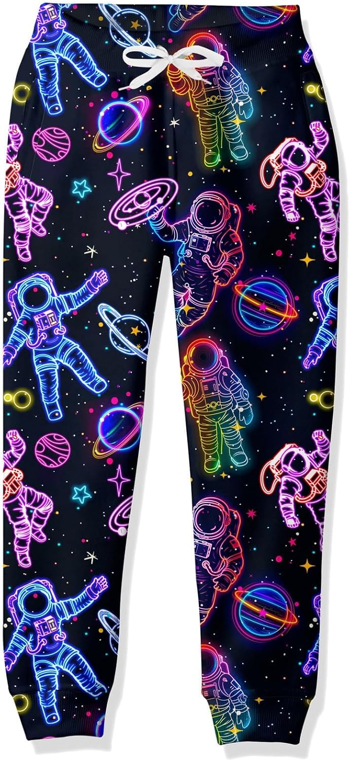 Idgreatim 6-16T Boys Jogger Pants Funny 3D Graphic Sweatpants Kids Casual Sport Trousers with Pockets