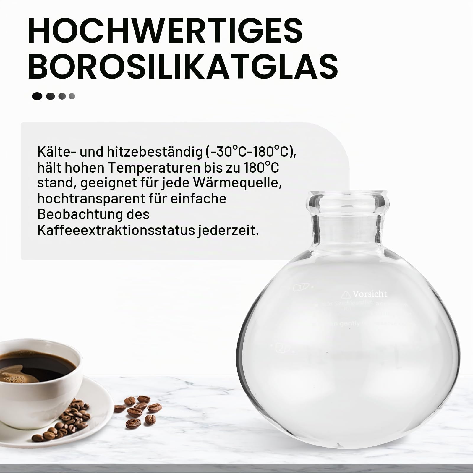 YUCHENGTECH Syphon Kaffeemaschine, Glas, 5 Tassen（600ml）