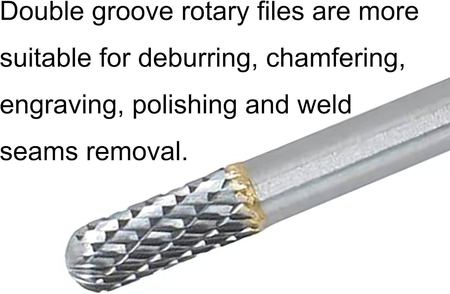CX0616M06, 6mm Diameter Tungsten Carbide Rotary Files, 1/4" Shank, Double Cut Cylindrical Ball Nose End Shape Rotary Burrs Tool, for Wood Carving, Welding, Metal Carving Polishing, 2Pcs