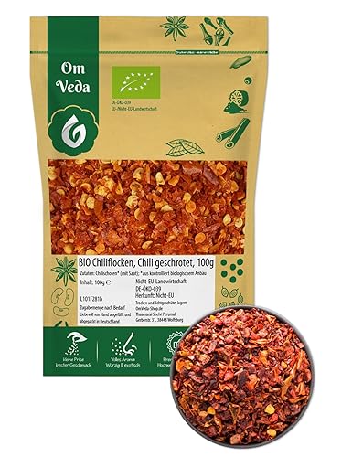 BIO Chili geschrotet mit Saat 100g | SEHR SCHARF Chiliflocken