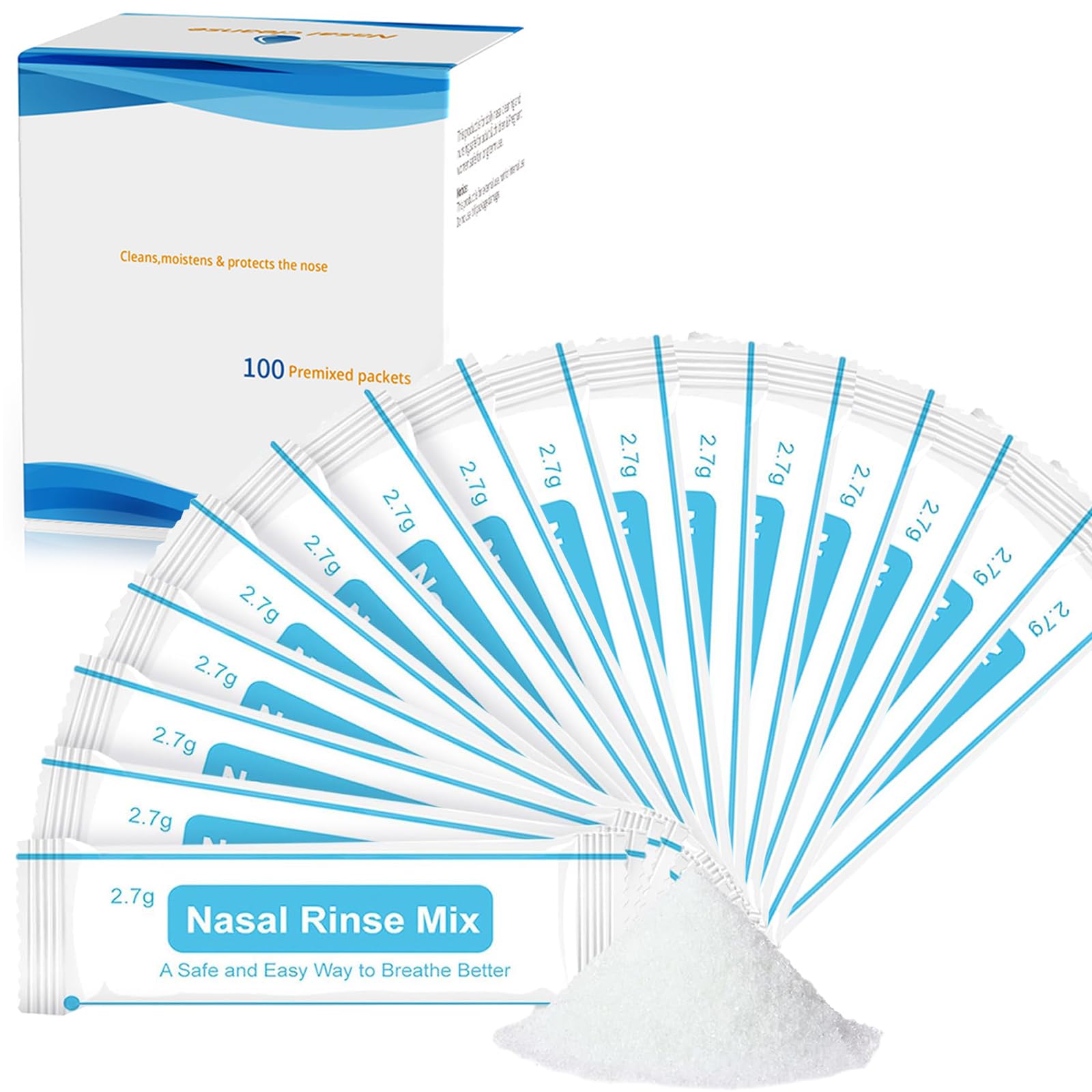 Mélange Rinçage Nasal 160 Sachets + 2 Pulvérisateurs – Sel Isotonique Pour Lavage Nez & Sinus, Hygiène Quotidienne