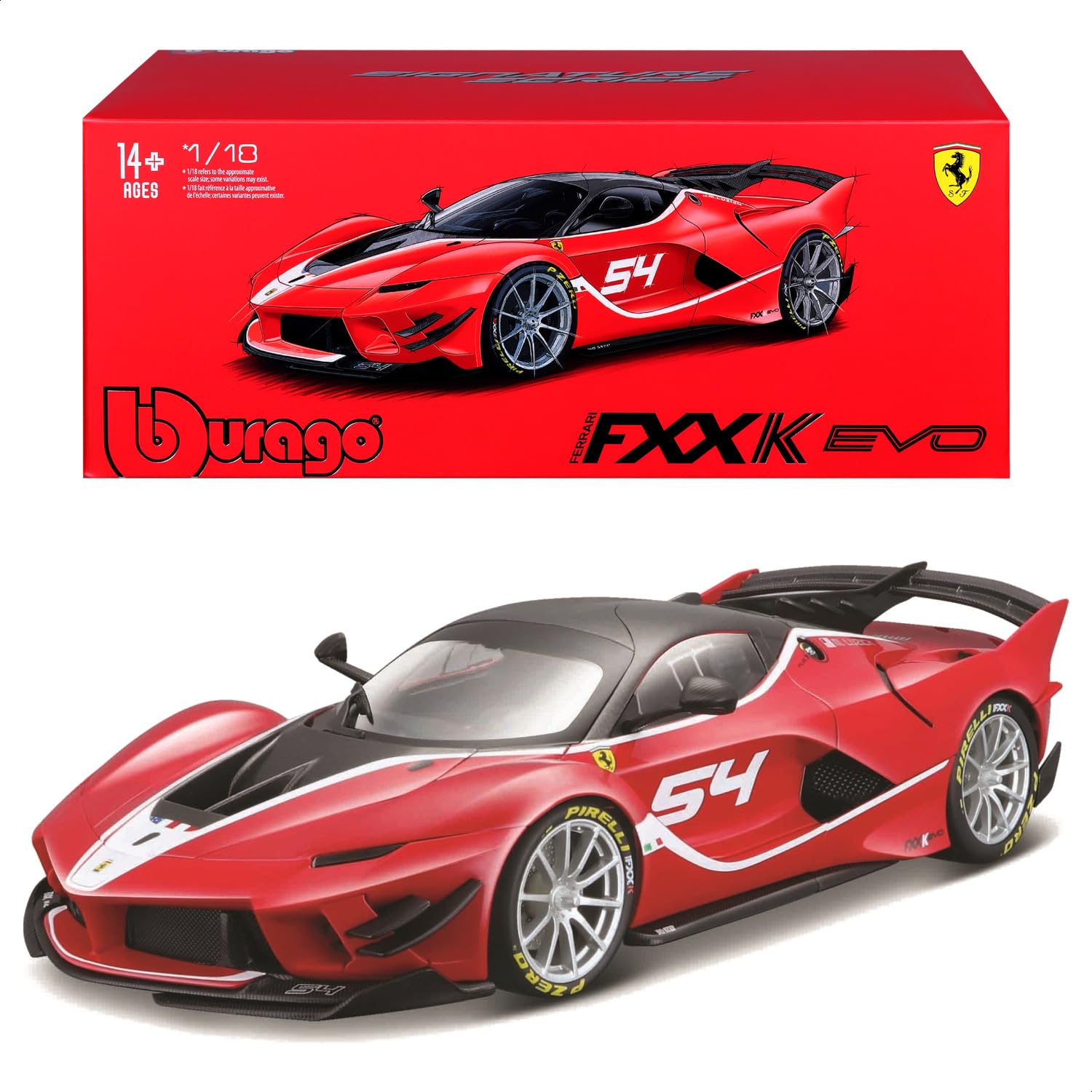 ミニカー 1/18 Ferrari FXX K EVO #54 Bburago Amazon.com: Bburago Ferrari FXX-K EVO Model Car 1:18 Scale