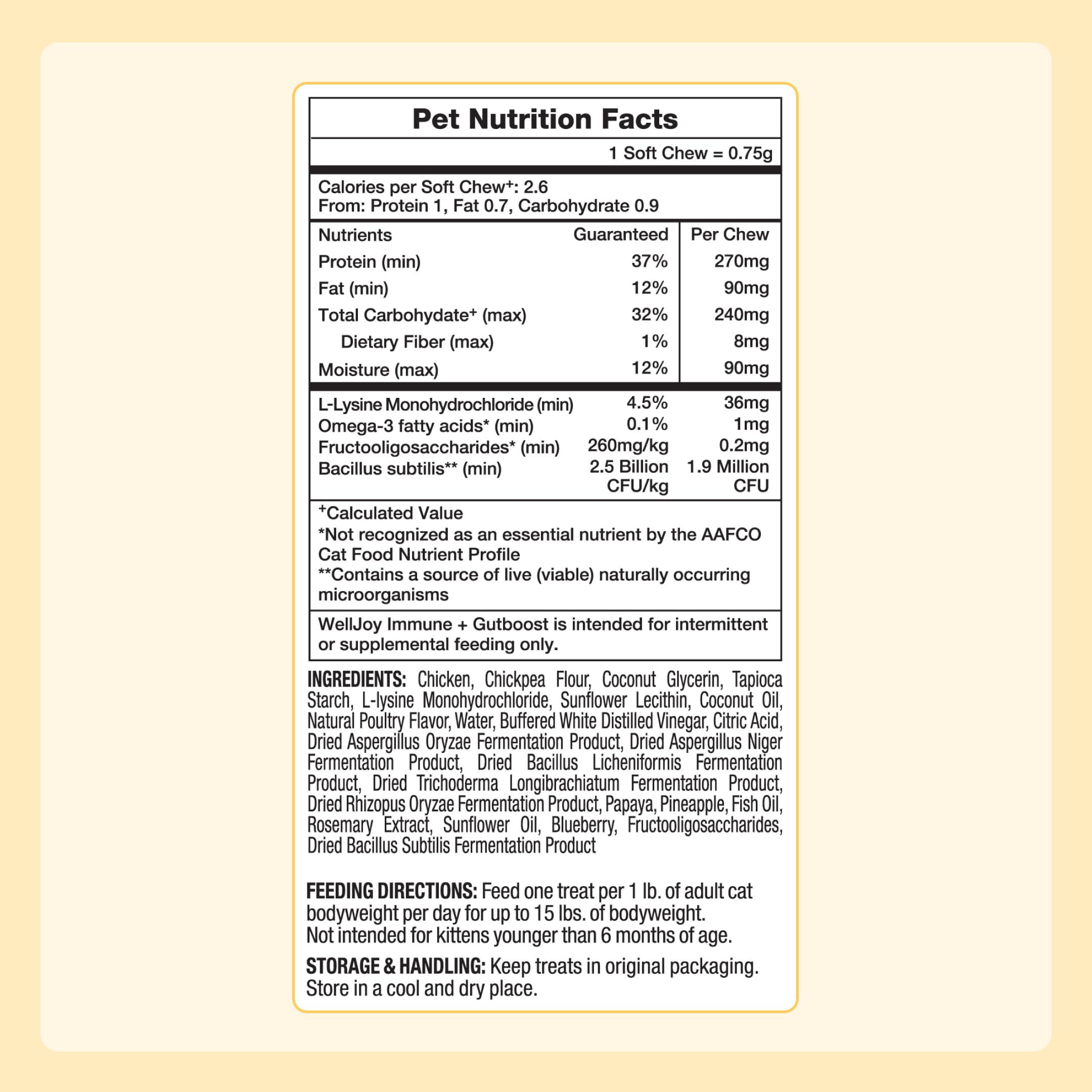 New! WellJoy Cat Treat Immune+ GutBoost | with Lysine | Supports a Healthy Respiratory System & Immune Defenses | Dual-Benefit Formula | Vet Formulated | Made in USA | Real Chicken | 120 Soft Chews - image 5
