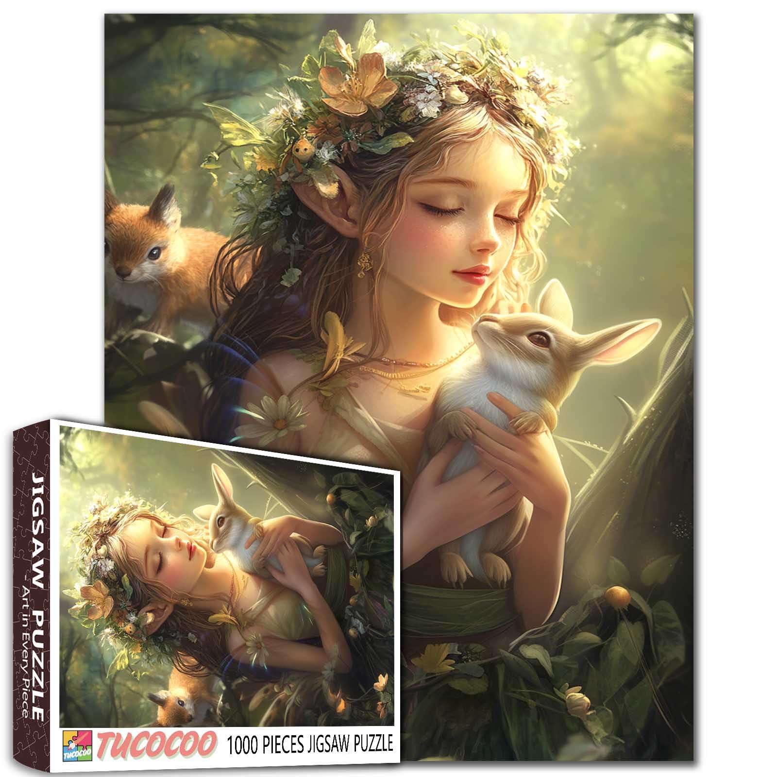 Angel Girl Jigsaw Puzzles for Adults Fairy Angel 1000 Pieces Puzzles for Challenging Family Activity Games Elf Unique Art Jigsaw Puzzle DIY Craft Puzzles Home Decor 20x27 Inches โ image 1