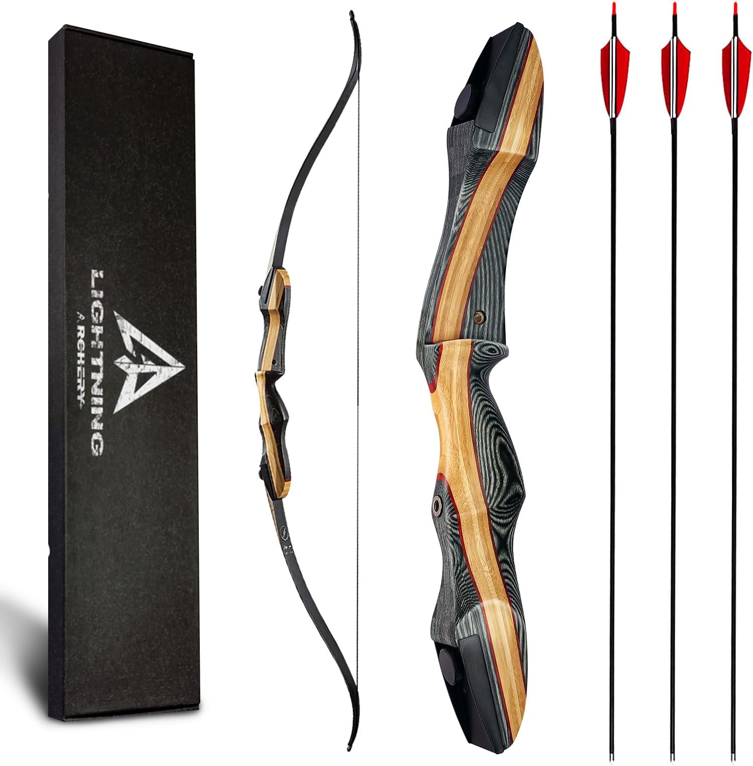 Recurve Bow and Arrow Set 62" Archery Hunting Bow Wooden Takedown Recurve Bows for Adults Beginners to Advanced Outdoor Practice & Hunting(40lb, Right Hand)