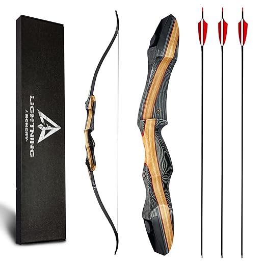 Lightning Archery Recurve Bow and Arrow Set 62" Archery Hunting Bow Wooden Takedown Recurve for Adults Beginners to Advanced Outdoor Practice & Hunting(30lb, Right Hand)