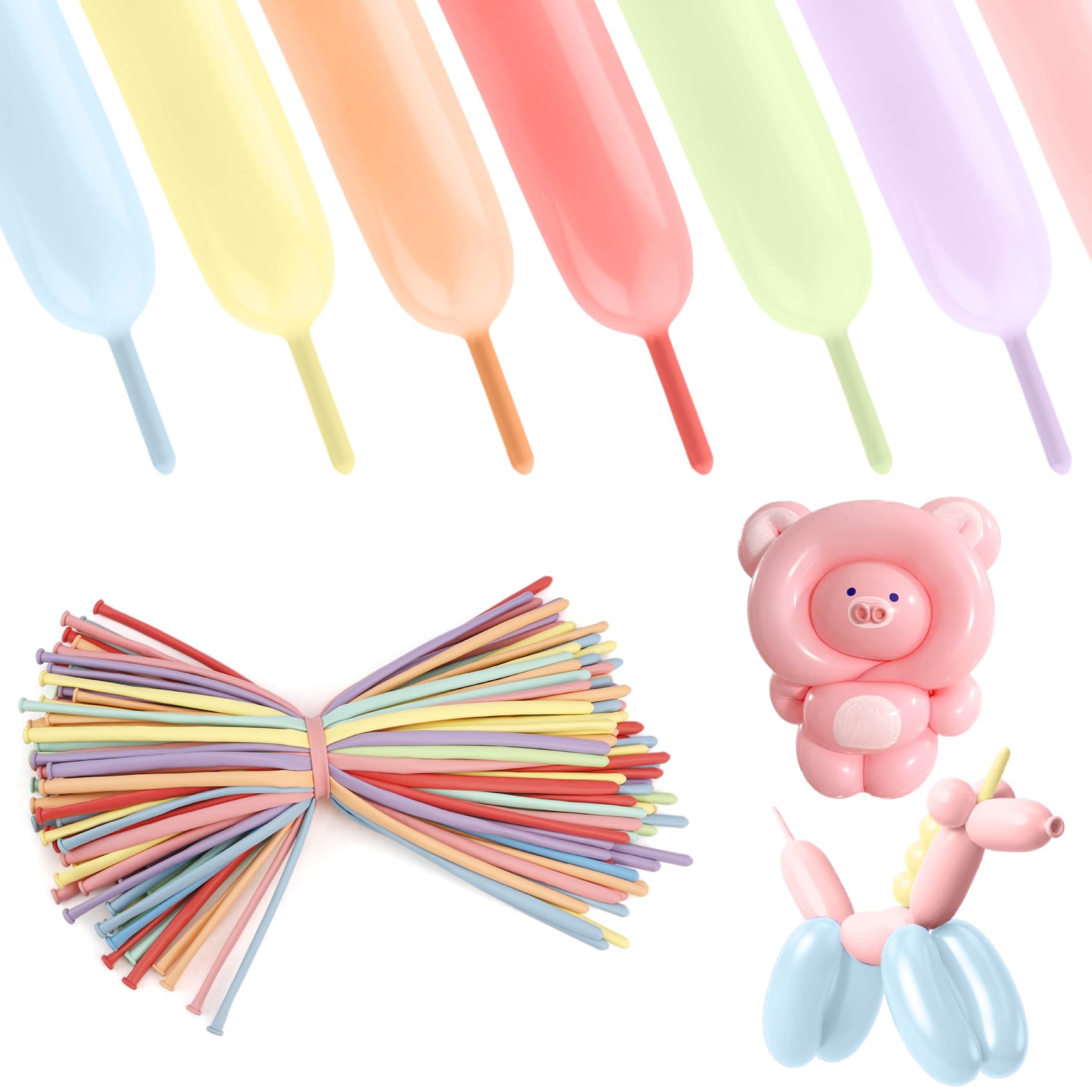Macaron Long Balloons 100 Pack