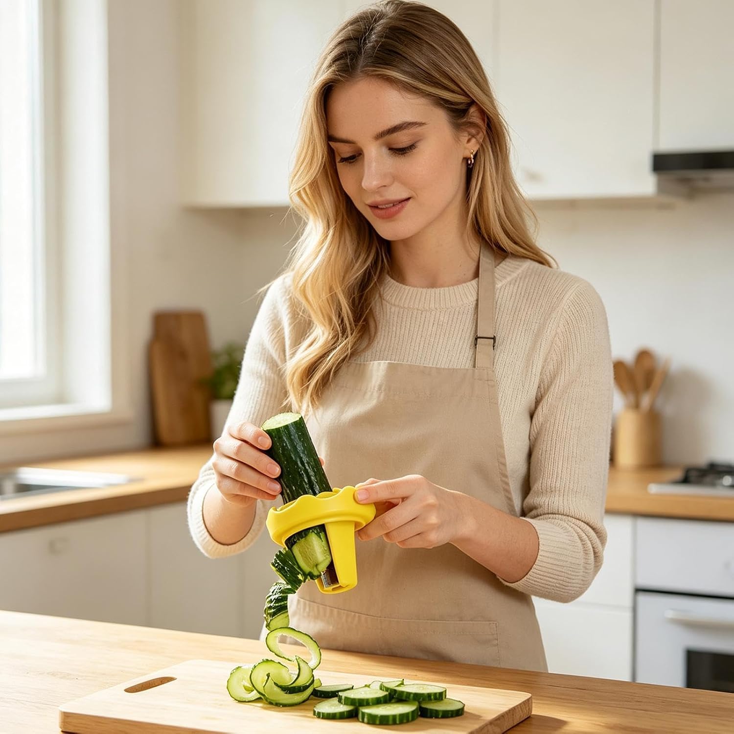 Cucumber Spiral Cutter - Vegetable Curl Shredder, Kitchen Garnish Slicer