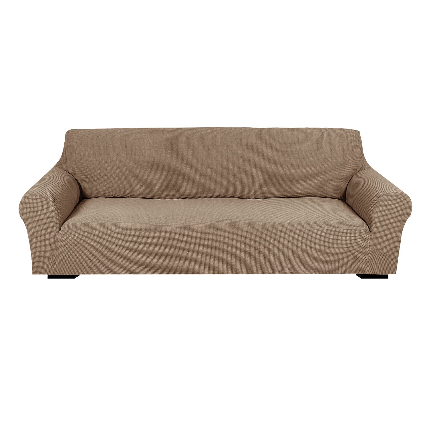 Housse canapé imperméable jacquard kaki pour salon familial chaleureux