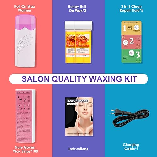 Miniatura 4 de Kit de cera enrollable, kit de cera para depilación, calentador de cera derretida, kit de depilación para mujeres y hombres, kit de calentador de