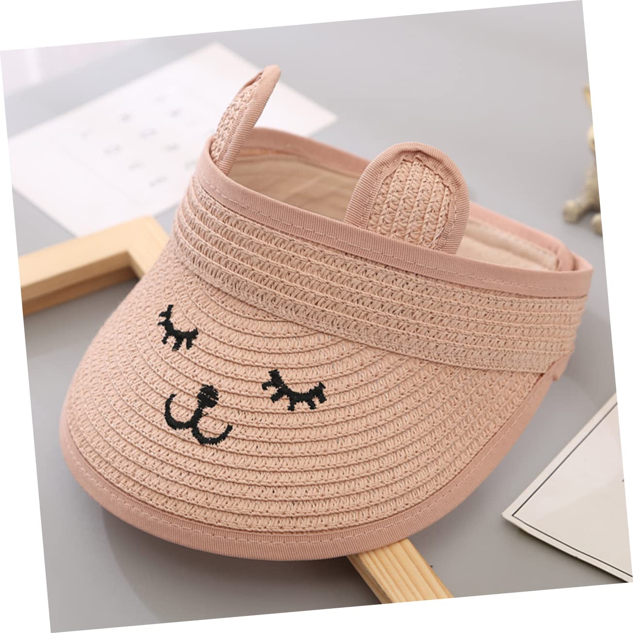 BESPORTBLE Sombrero De Copa Vacío Sombrero De Sol Sombrero De Sol para Pequeños Visera Sombreros De Playa Sombrero De Quitasol Plegable Papiro Rosa