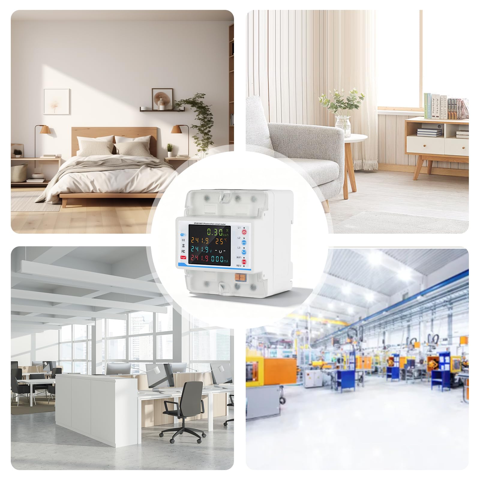 Vaileal 100 A 3 fases de electricidad, contador de electricidad 3 fases wifi, medidor trifásico Smart Meter wlan con control de tiempo/desequilibrio trifásico/pérdida de fase/protección contra retardo