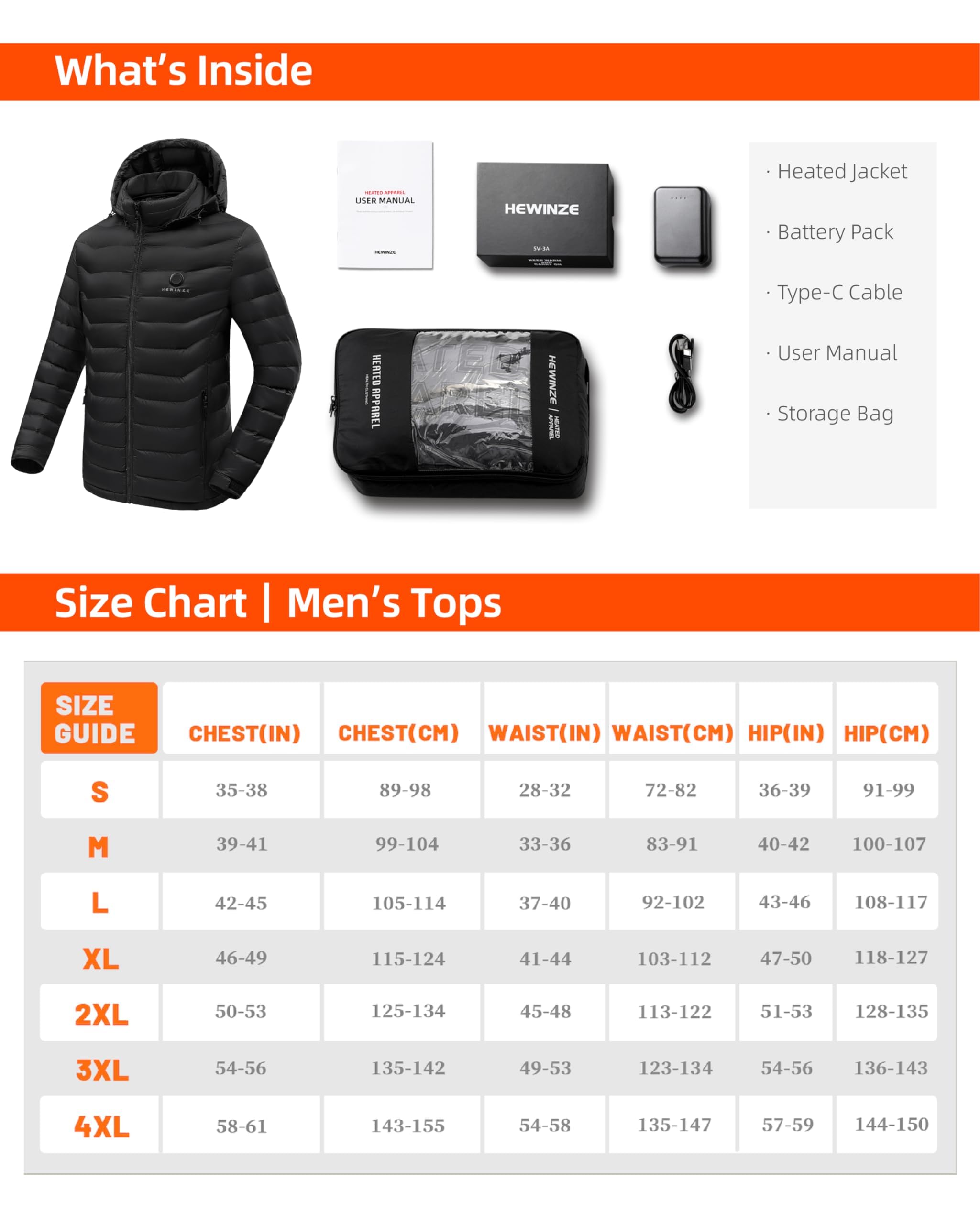 HEWINZE Veste Chauffante Femme avec batterie incluse,Manteau Chauffante Femme avec capuche pour L'hiver, la Chasse, L'extérieur, le Camping, Ski Équitation.