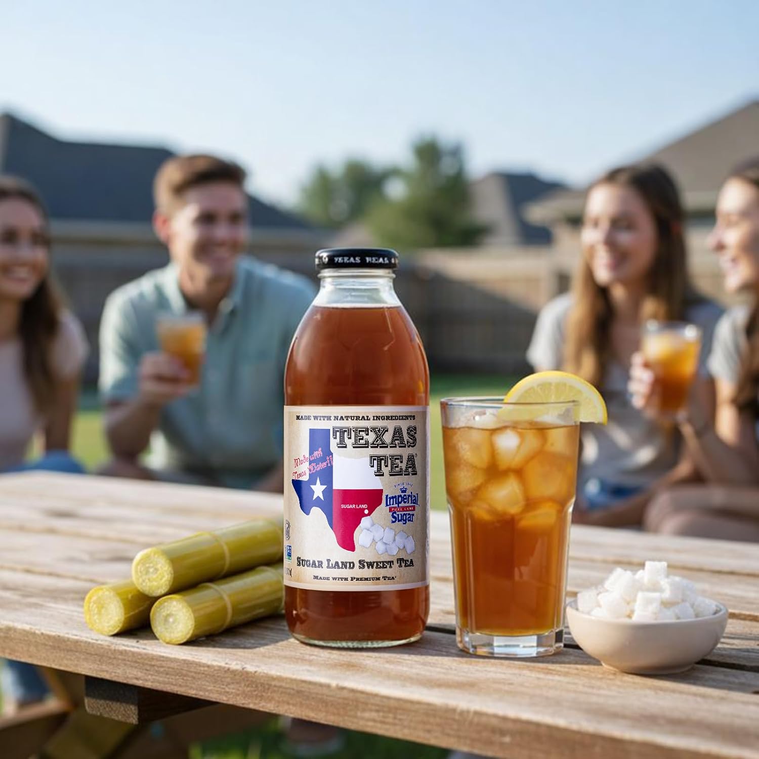 Texas Tea Sugar Land Sweet Tea, Real Brewed Organic Black Tea with Imperial Pure Cane Sugar, Non GMO, No Preservatives, Classic Texas Sweet Tea, 16 fl oz, Pack of 12