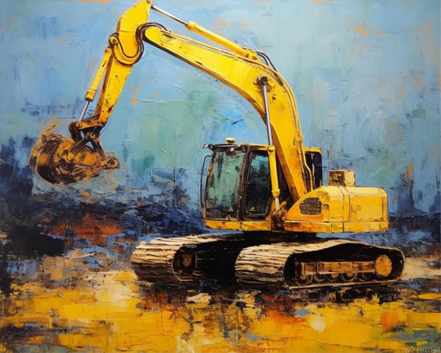 ZUVRDIAI Excavator Truck Paint by Numbers Kit for Adults, Paint by Number on Canvas, Digital Oil Painting Kits Suitable for Home Wall Decoration Gift 16"x20"