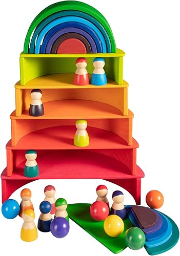 Miniatura 7 de Bolas Montessori de madera arcoíris de 1.8 pulgadas, juguetes de bolas de madera coloridaspastelnatural para niños pequeños y bebés, material de