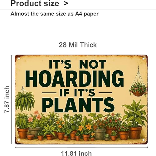 Miniatura 2 de It Is Not Hoarding If It Is Plants Wall Decor Retro Metal Sign Poster for Garage Man Cave Bathroom Bedroom Farm Inspirational Popular Wall Art 8x12