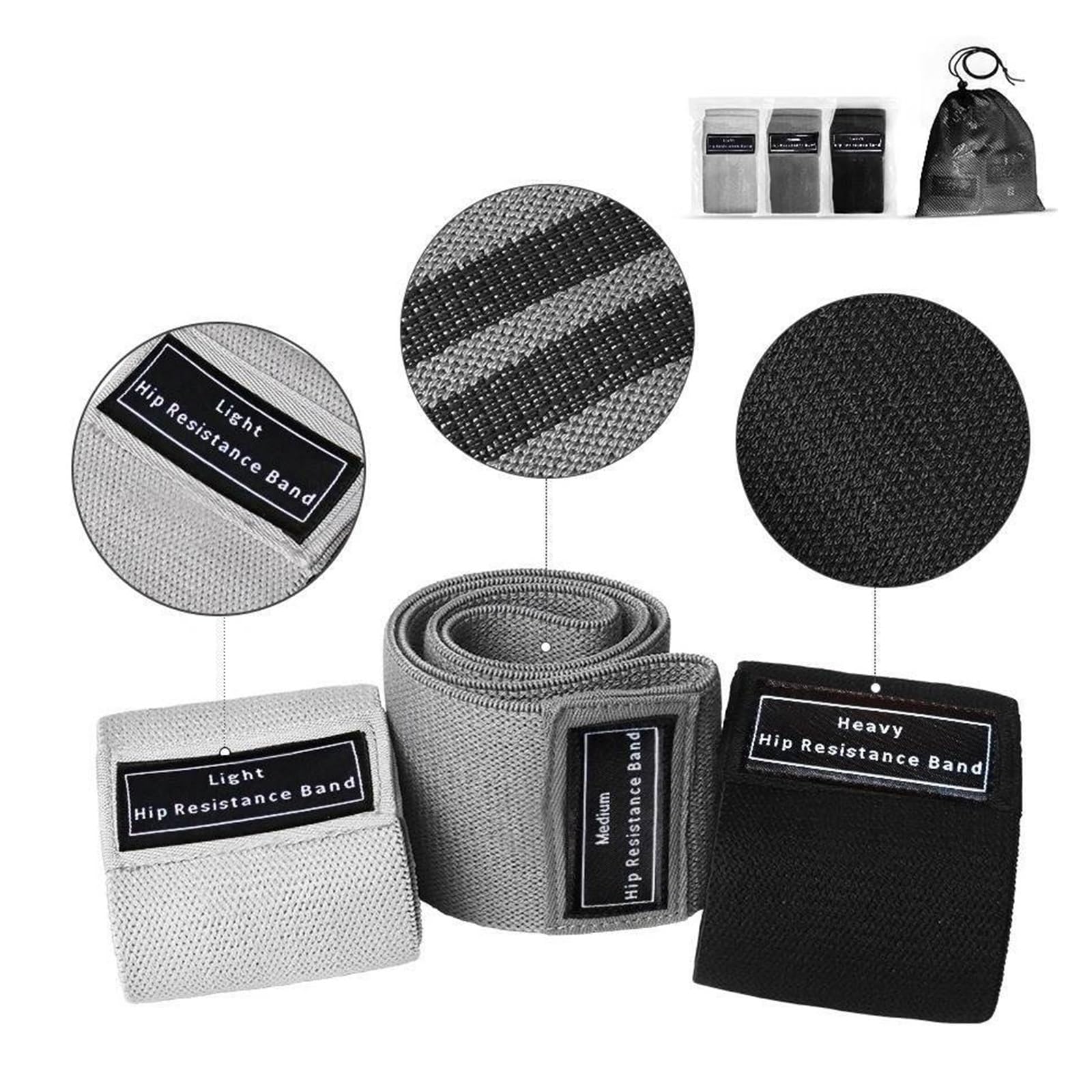 fasce di resistenza con maniglie Fasce elastiche for allenamento for coscia e glutei, resistenza all'anca in tessuto