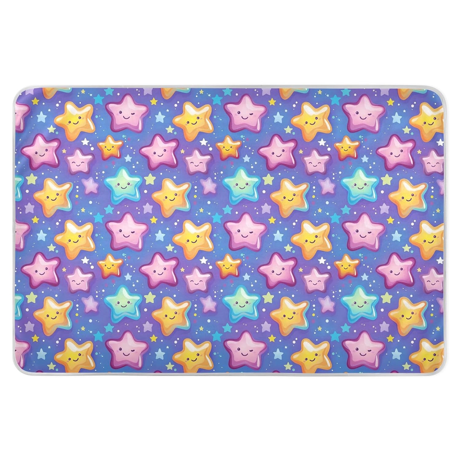 Colorful Stars Extra Large Resuable Changing Pad Covers Water Resistant Diaper Changing Pad Machine Washable Pee Mats for Kids Adults Pets, 52" L x 34" W