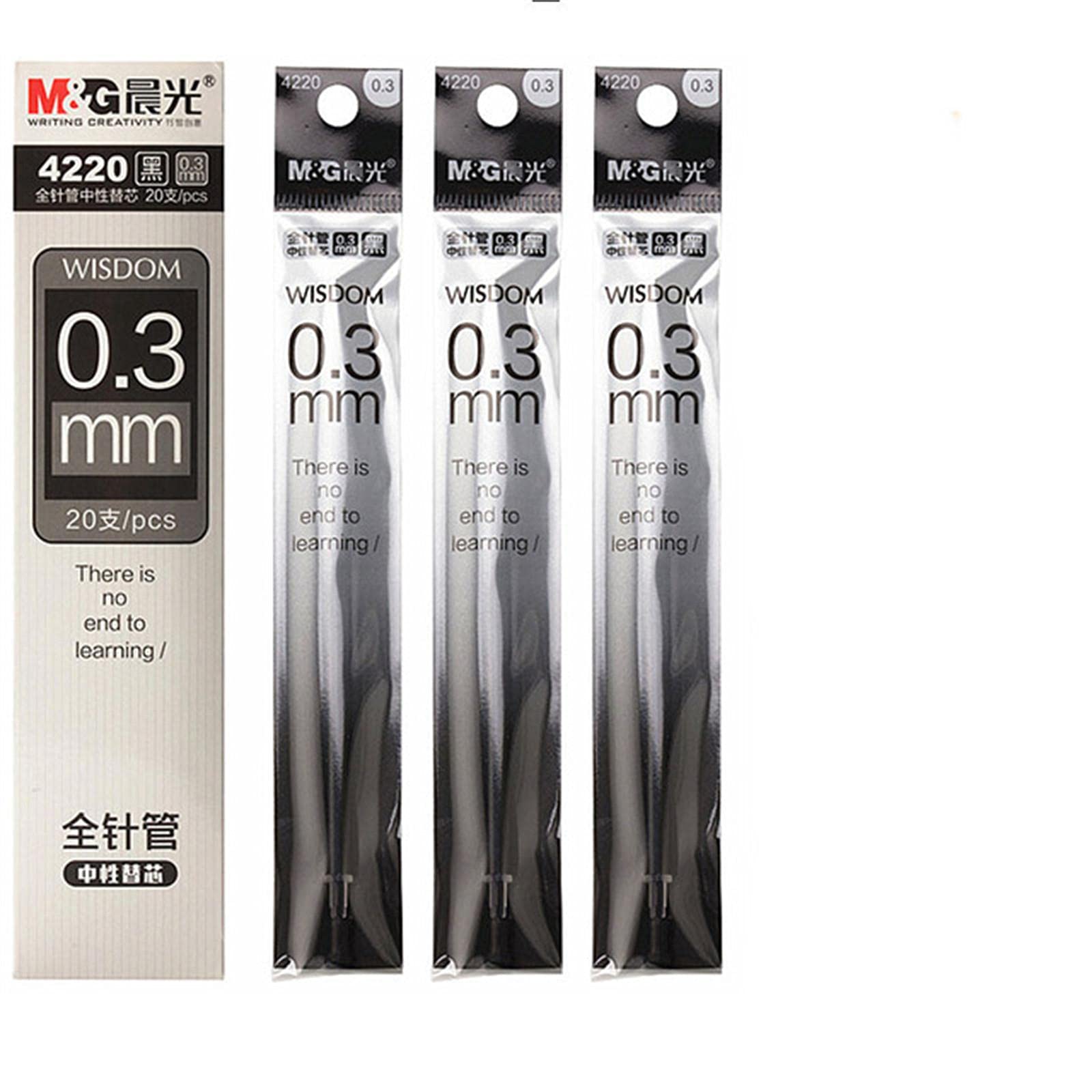 UKKO Bolígrafo de gel 6 / 12Pcs 0.2Mm / 0.28Mm Pluma De Gel De Finanzas Ultra Finas 0.3/0.38/0.5/0.7/1.0Mm Negro Negro Rellene Gelpen-20Pcs 0.3 Refills,Black