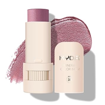 Mineral Color Balm, SPF 35 Multiuse Color Stick for Lips & Cheeks, Creamy Blendable Lightweight Formula, Buildable Shimmer Finish, Multiuse Makeup Stick, BERRY