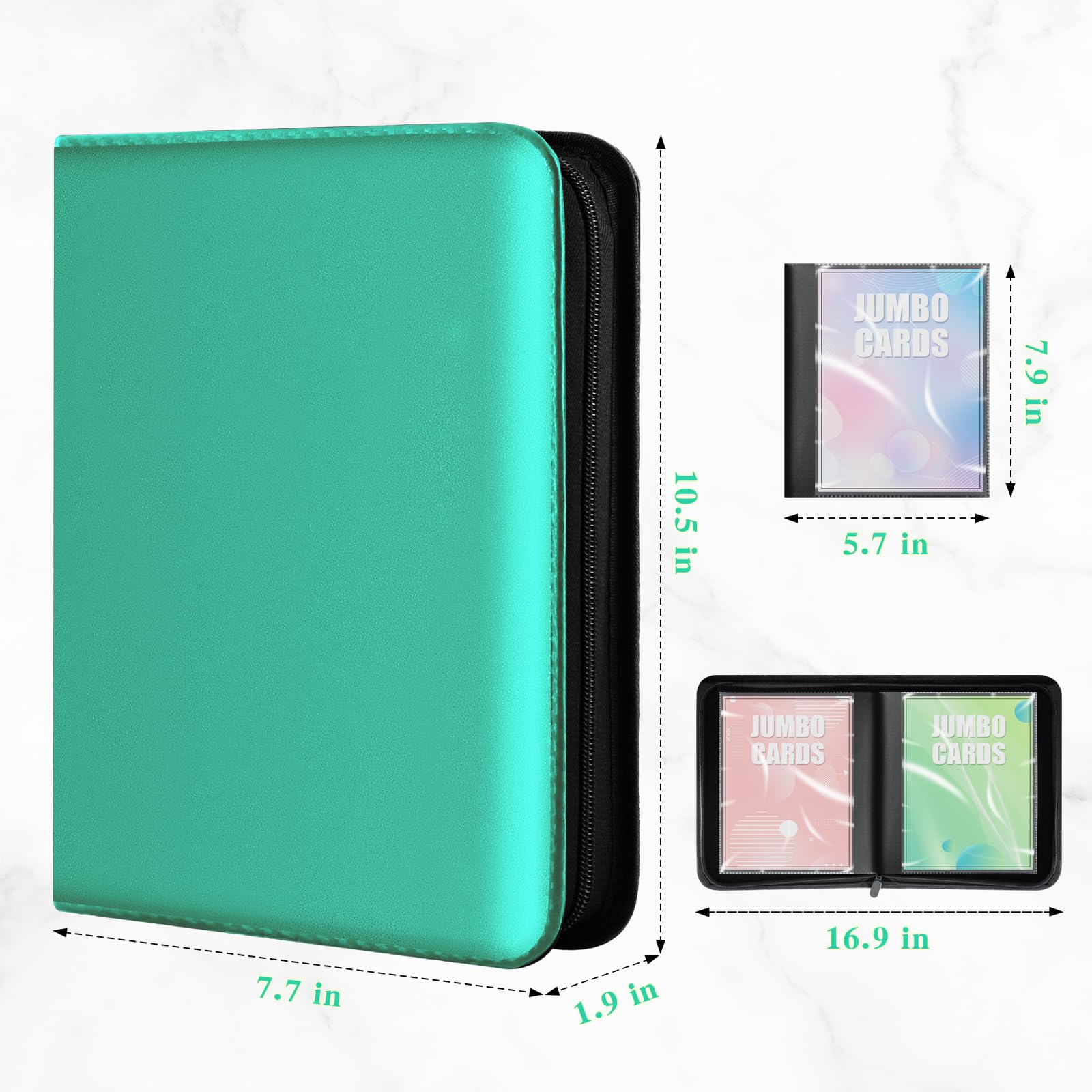 Jumbo Card Binder, Oversize Ringless PU Leather Collector Card Binder with 60 Card Holders - Image 2