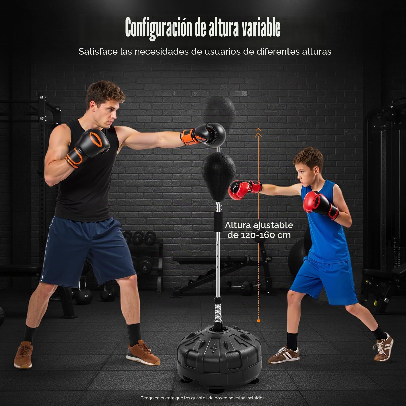 Punching Ball de altura ajustable 120-160 cm, pera de boxeo de pie con resorte de rebote de 90°, pelota de boxeo para niños, adolescentes y adultos, entrenamiento en casa, gimnasio y