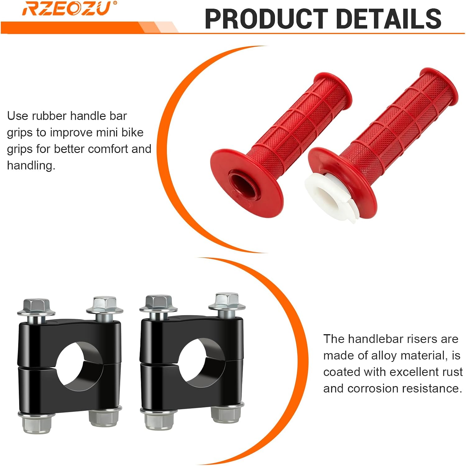 7/8 Mini Bike Handlebars with Throttle Kit, 8.5" Rise Crossbar Design Replacement for Mega Moto 80cc 105cc Baja Doodlebug DB30 Motovox MBX10 MBX11 Coleman CT200U 100cc 200cc Minibike Parts Red