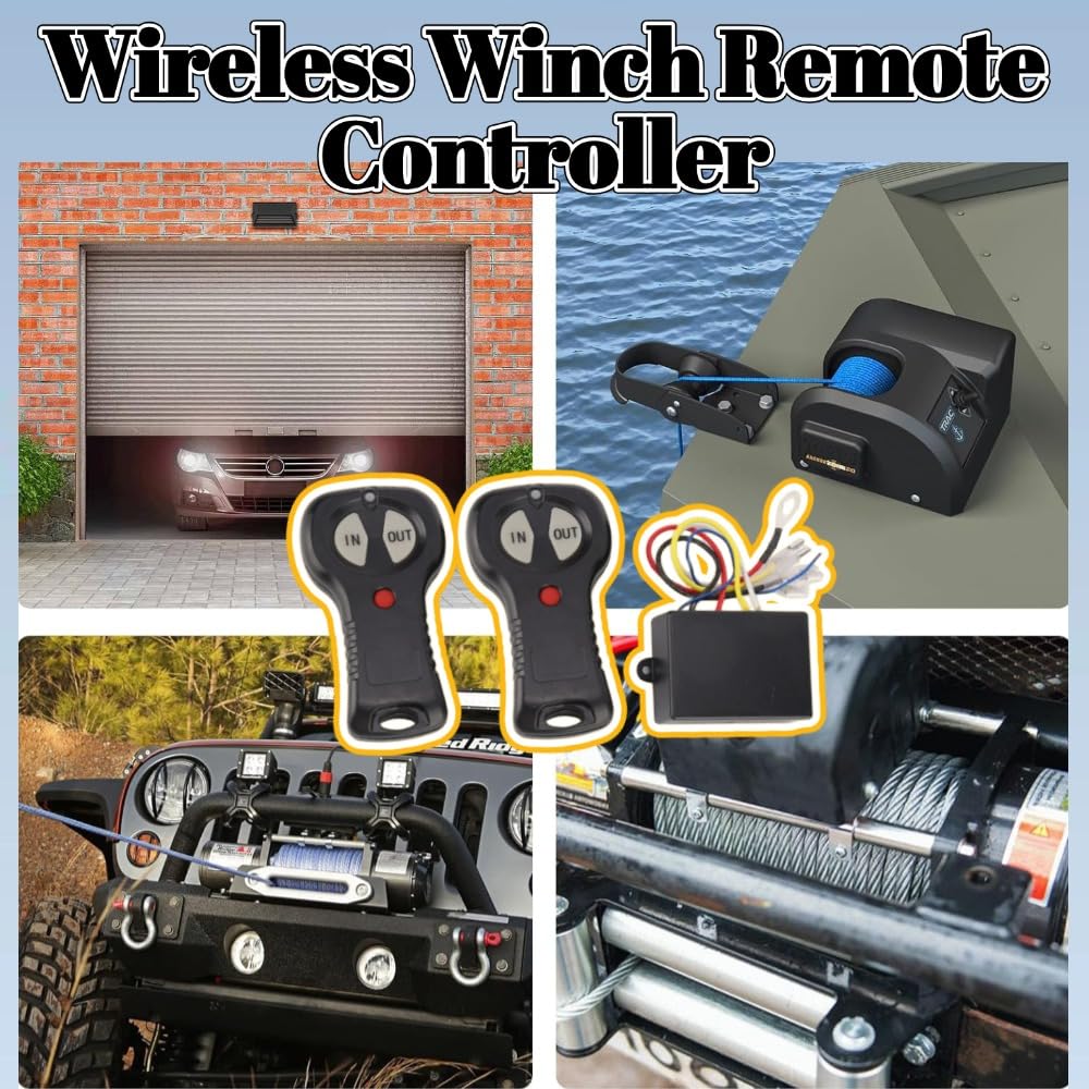 KIMISS inalámbrico para winch, 12V universal, kit control remoto para coche y camión, compatible con la mayoría de modelos, ligero y resistente
