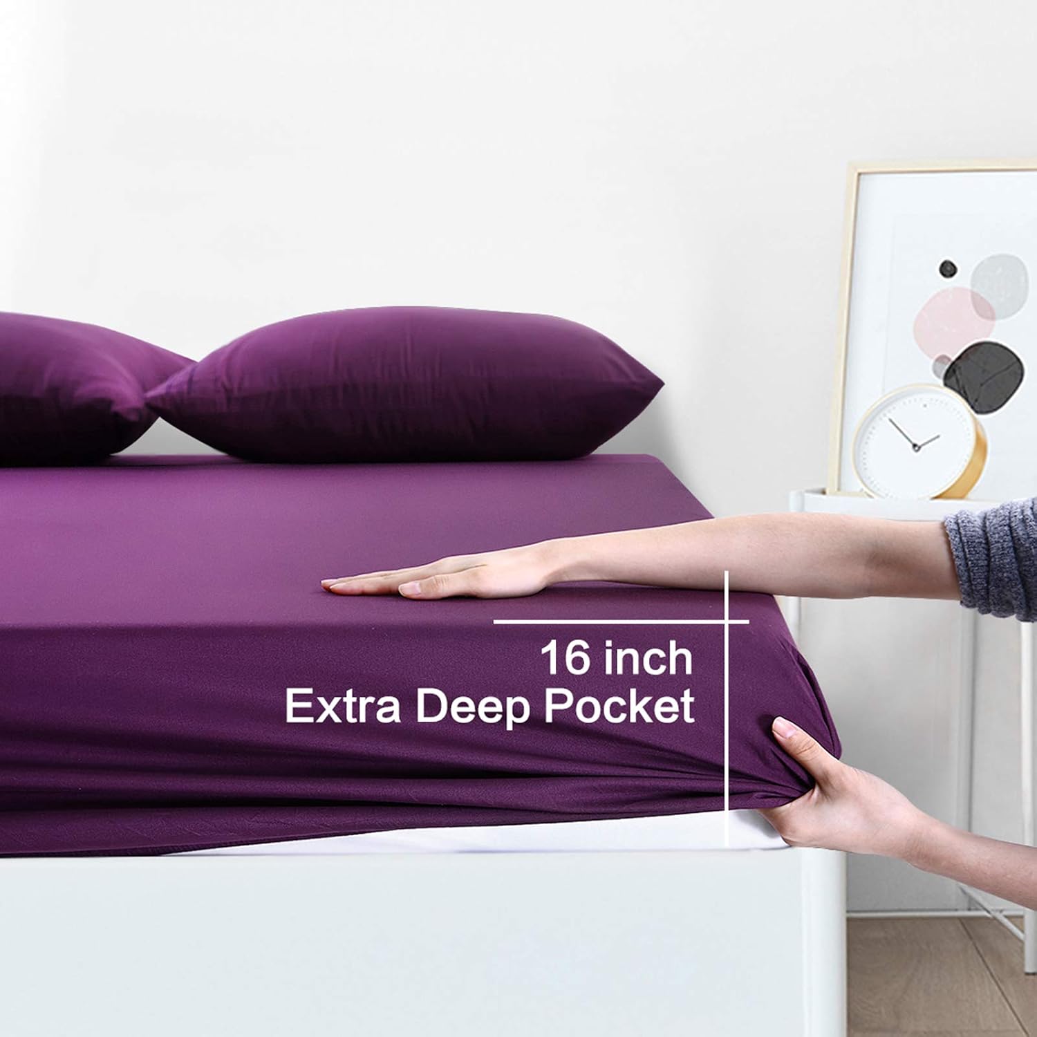 ASHOMELI Queen Size Sheets Set Queen Bed Sheet Super Soft Microfiber 1800TC Bedding Sheets 10-16" Deep Pockets - Warm,Breathable,Wrinkle-4 Piece(Queen, Purple)…