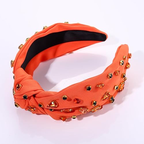 Vista 79 de NVENF Diademas anudadas con diamantes de imitación para mujer, diademas con cuentas de cristal, diadema con nudo superior, diademas de moda
