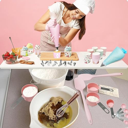 Miniatura 6 de Juego de 76 piezas para hornear y cocinar para niños, delantal para padres e hijos, kit de decoración de tartas, bolsas de tuberías y puntas,