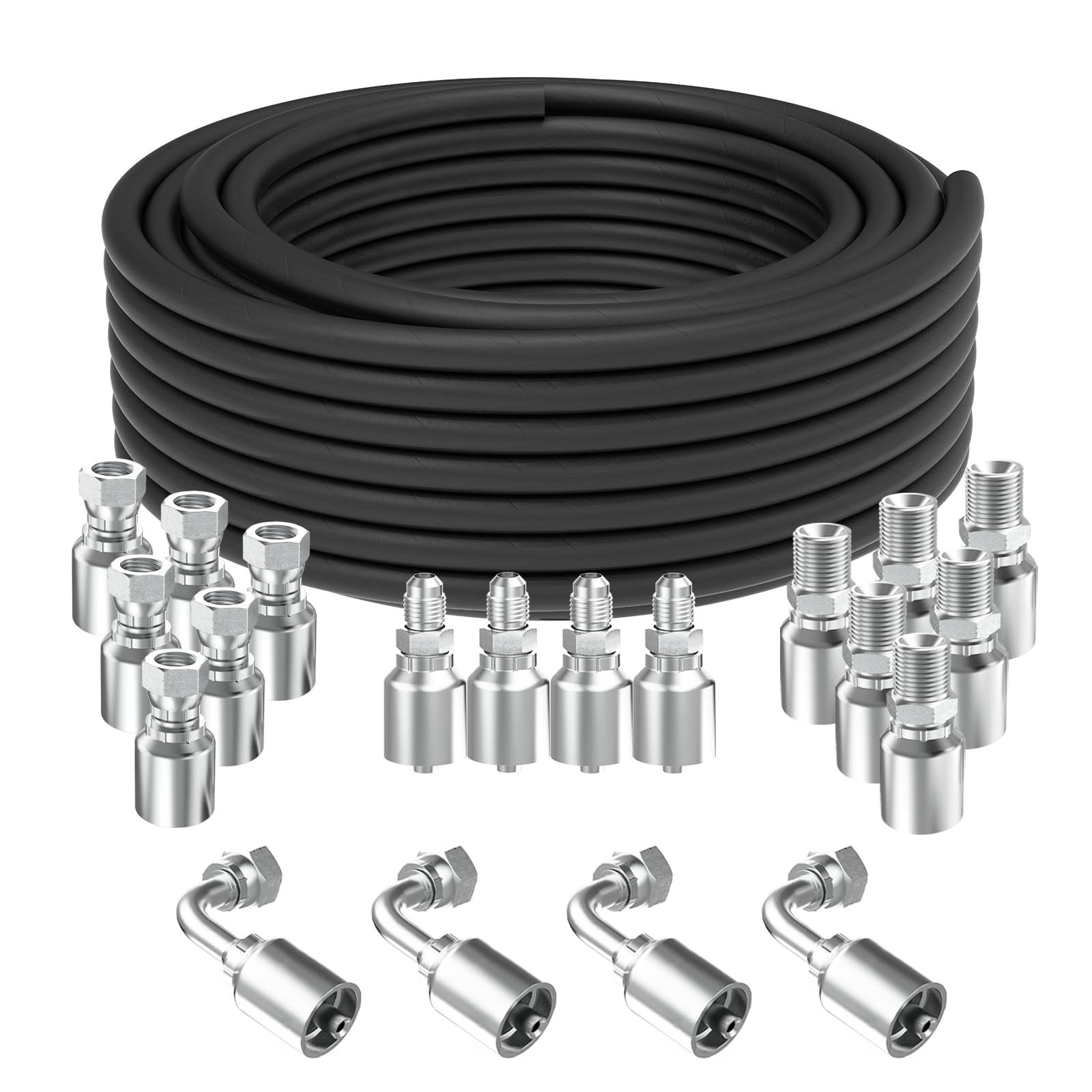 50Ft 3/8 inch Hydraulic Hose with 20PCS 3/8" Fittings