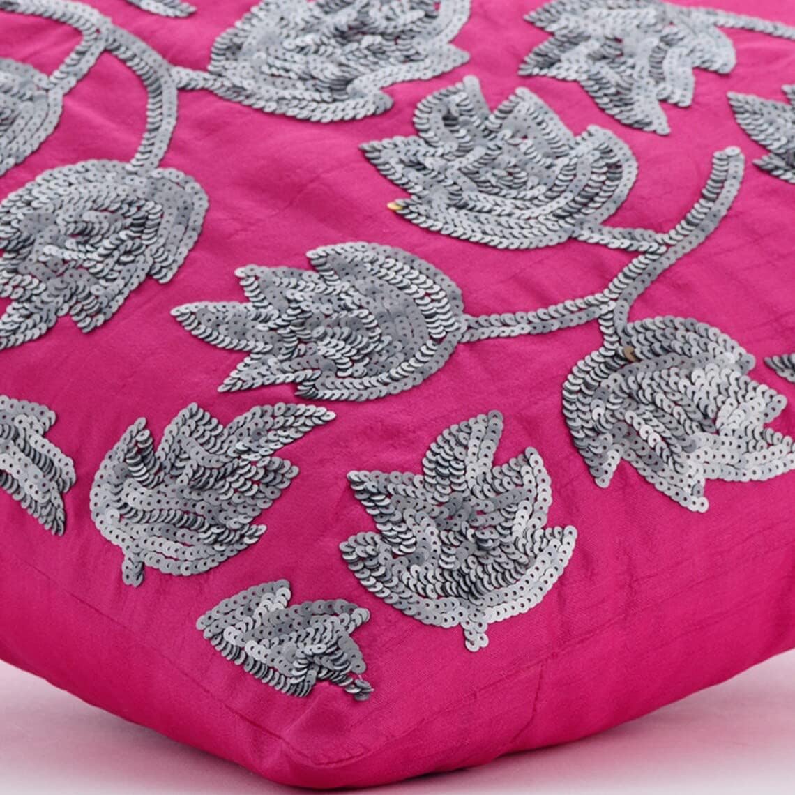 The HomeCentric Euro Pillow Decorative, Pink Euro Pillow Shams 26x26 inch (65x65 cm) Silk European Shams, Nature & Floral, Tulips, Sequins Embellished, Modern Euro Pillow Covers - Tulip Twirl