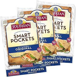 Toufayan Original Smart Pockets Pita Bread | Pre-Cut & Scored Sandwich P...
