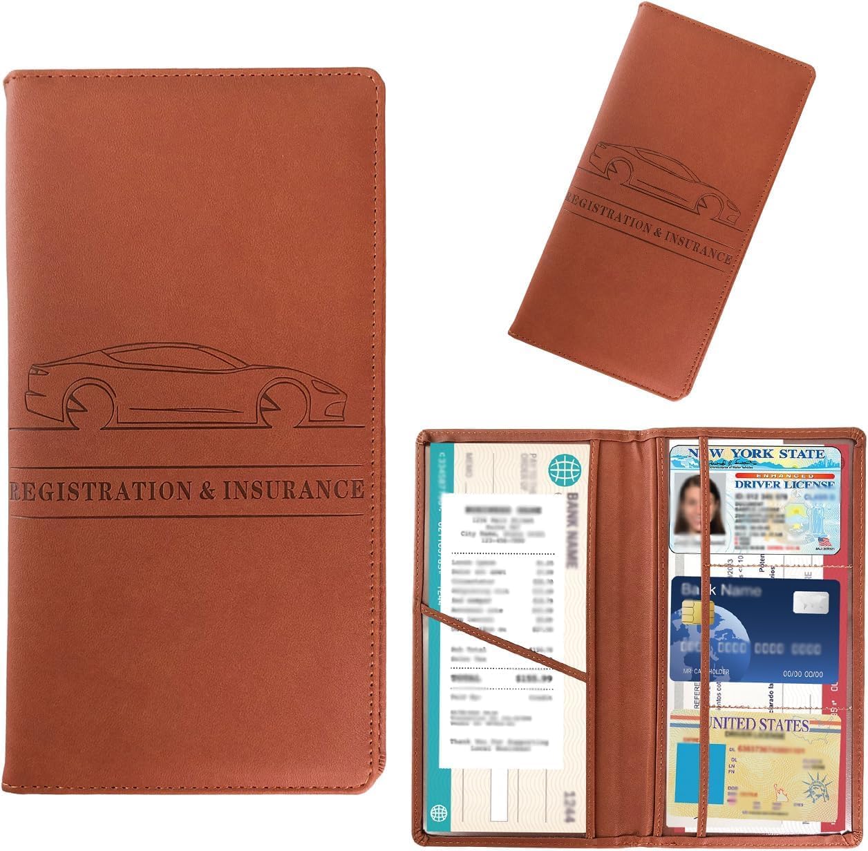 Vehicle Document Organizer Pouch for Car – RC Book, Driving License, Insurance, PUC & Registration Holder | Premium Car Document Wallet with Multiple Card Slots | Glove Box Organizer Case-image-20