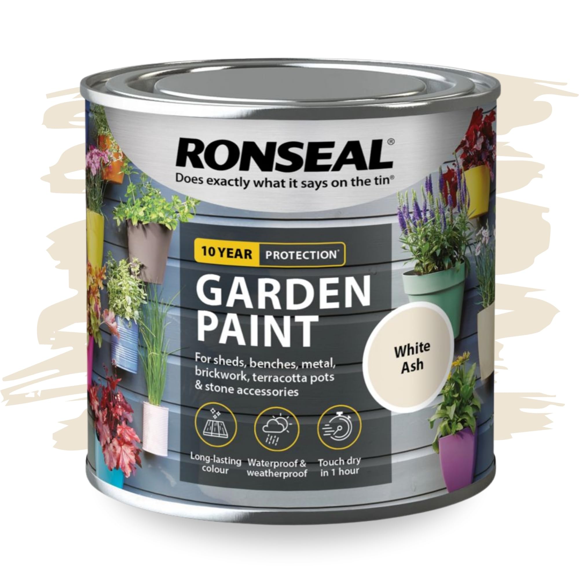 SAVING HUB Garden Paint 250ml – Exterior Multi-Surface Paint for Wood, Fence, Brick, Metal, Stone & Terracotta – Waterproof Weather Resistant Matt Finish for Sheds, Garden & Outdoor Use (White Ash)