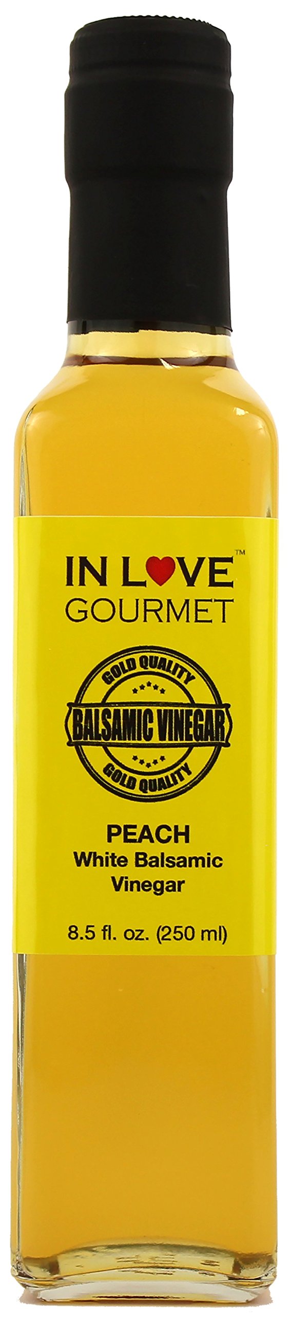Amazon.com : In Love Gourmet Peach White Balsamic Vinegar 250ML/8.5oz Great  on Red Meats and Game Meats, Drizzle on Veggie and Fruit Salads : Grocery &  Gourmet Food
