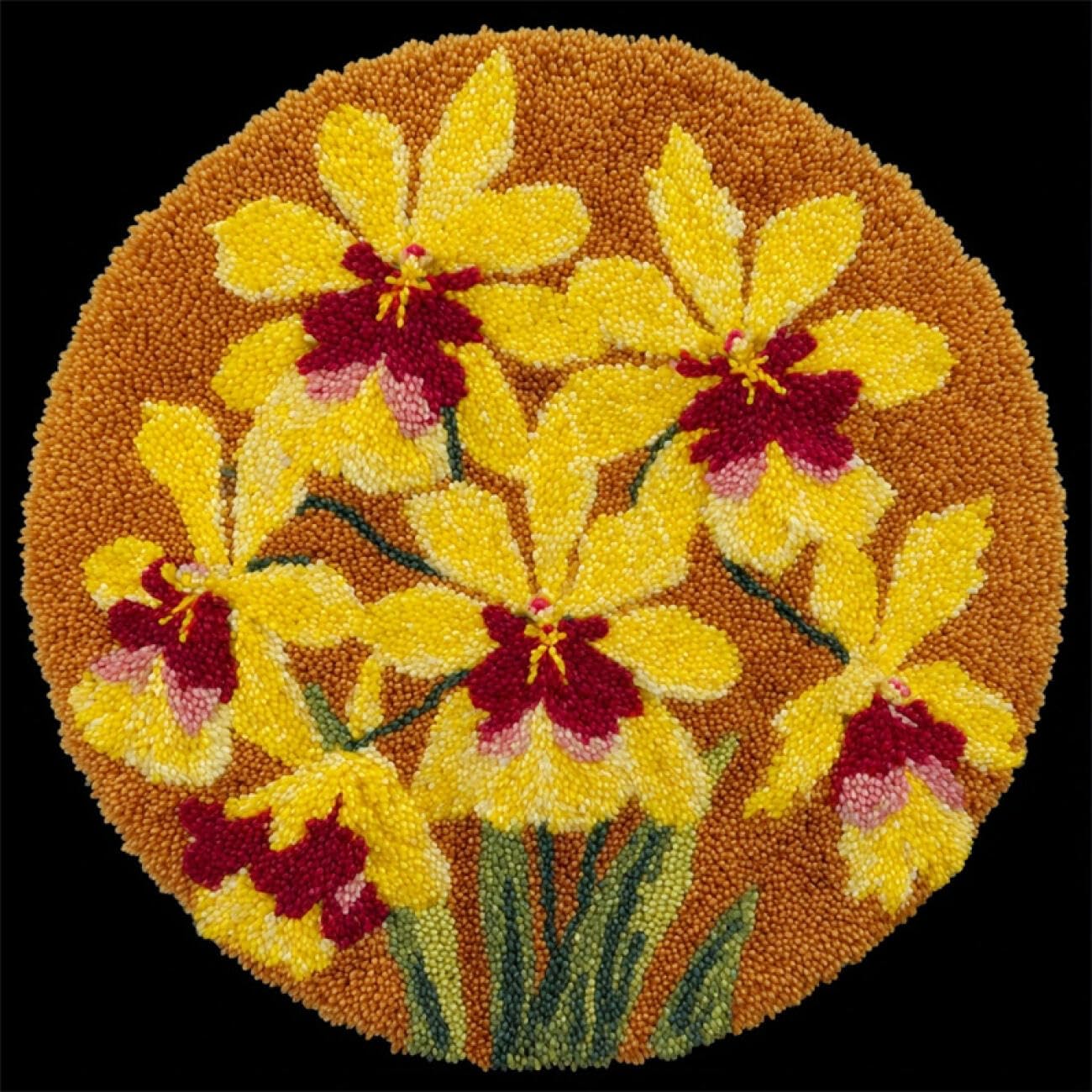 Kitquiver Rug Making Kit for Adults Golden Orchid 100x100cm