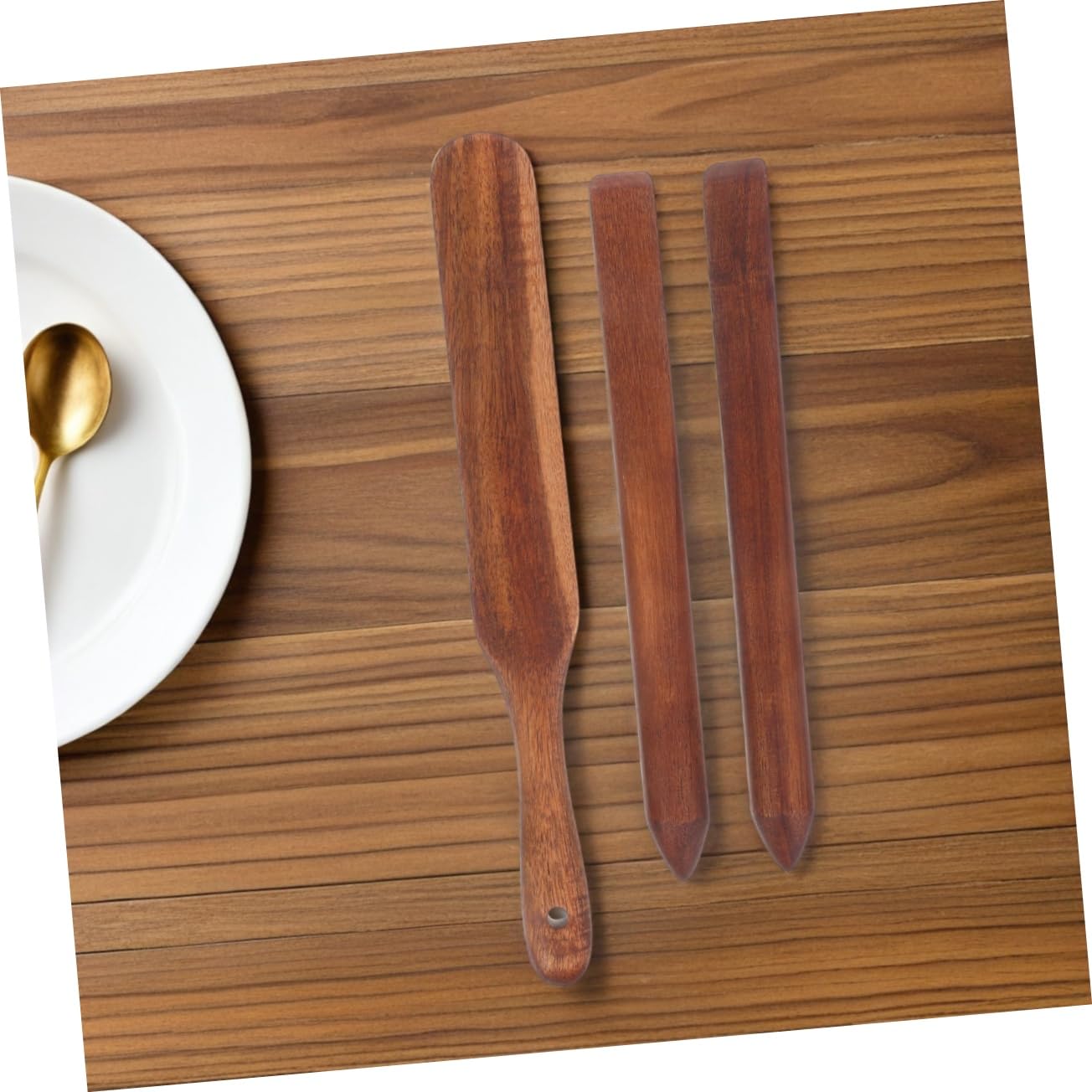 Bastoncino per Mescolare Pane 3pezzi in Legno di Acacia | Impasto Madre e Lievitati, Superficie Liscia, Marrone Naturale, Uso in Cucina e Panificazione