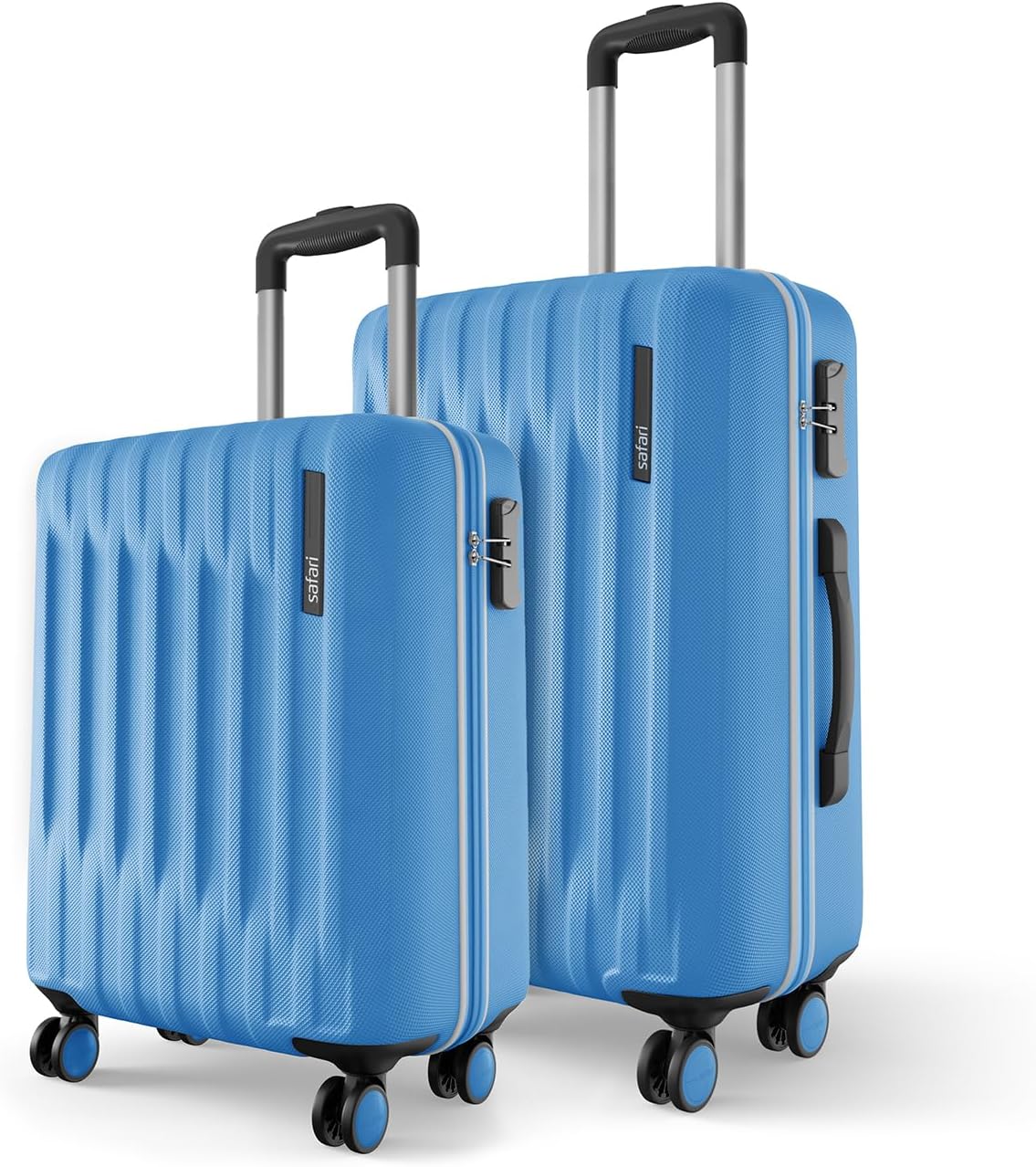 Safari Ray Neo 8 Wheels Set of 2 ( Cabin + Medium) Trolley Bags, Hard Case Polycarbonate 360 Degree Wheeling Luggage for Men & Women, Travel Bag Suitcase for Travel, Trolley Bags for Travel Marina Blue