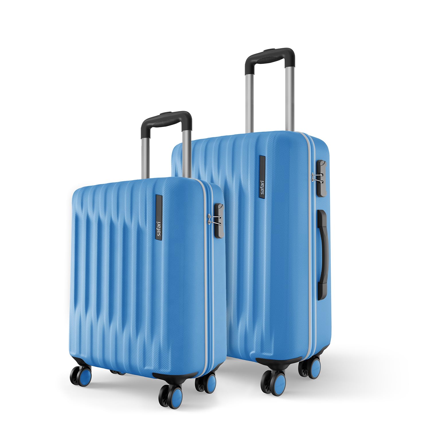 Safari Ray Neo 8 Wheels Set of 2 (Cabin + Medium) Trolley Bags, Hard Case Polycarbonate 360 Degree Wheeling Luggage for Men & Women, Travel Bag Suitcase for Travel, Trolley Bags for Travel Marina Blue