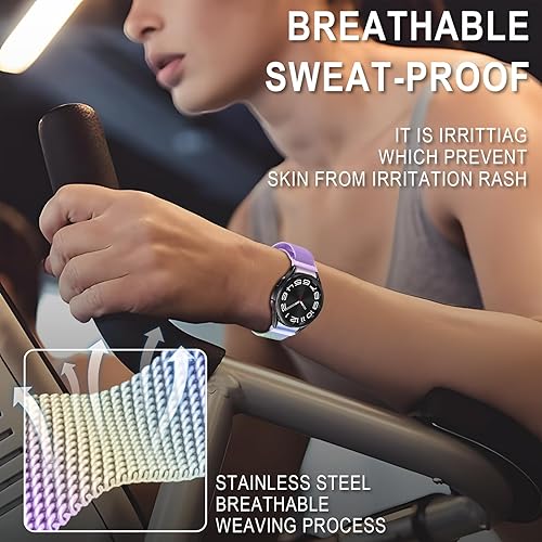 Miniatura 4 de Correa milanesa de acero inoxidable compatible con Samsung Galaxy Watch 6, Galaxy Watch 6 Classic, cierre magnético con un solo clic para Samsung