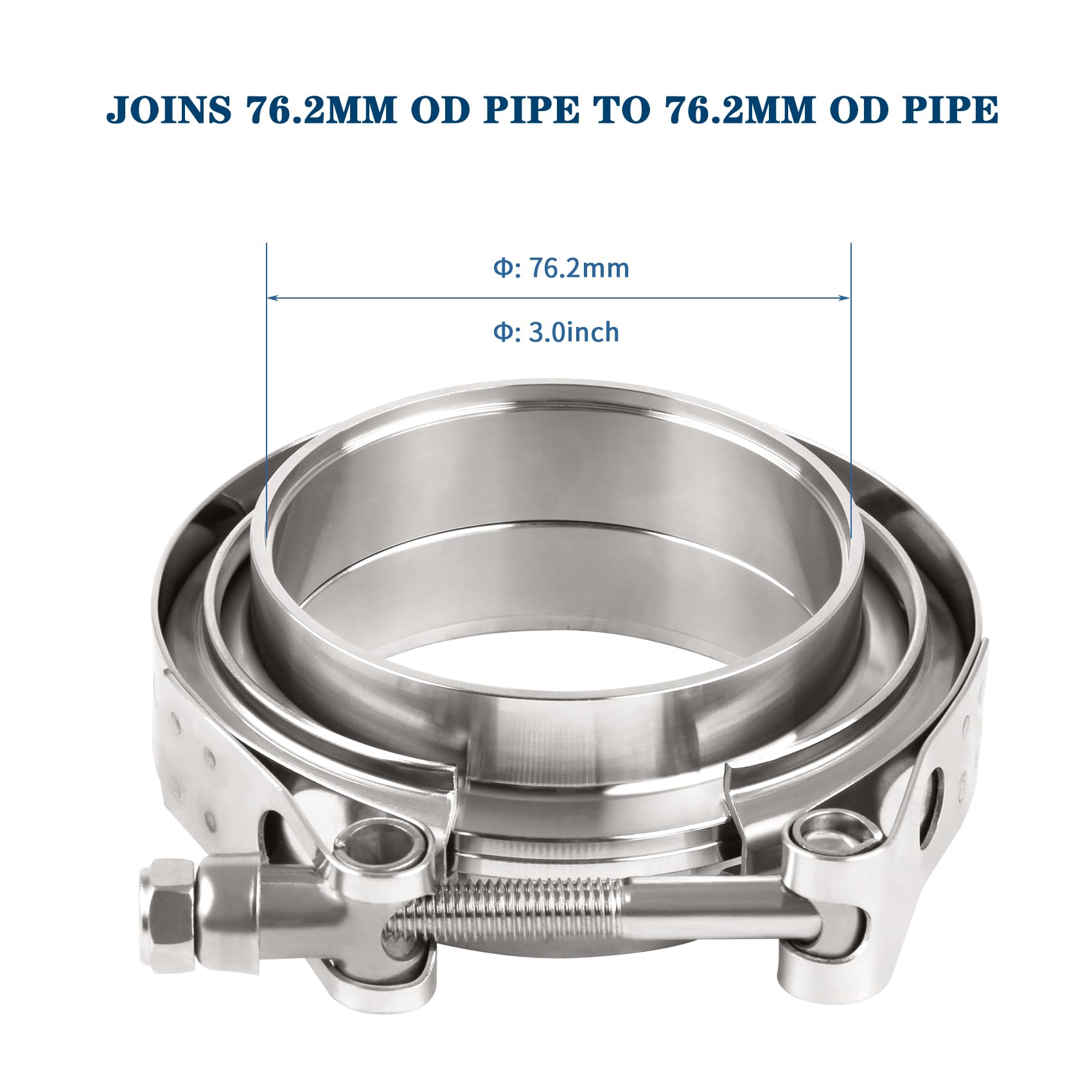 76mm V-Band Clamp V-Band-Schelle 76 Mm Mit Schnellverschluss – Perfekt Für Turbo, Wastegate Und Auspuffrohre 76mm Schnellverschluss Schelle Für Auspuff