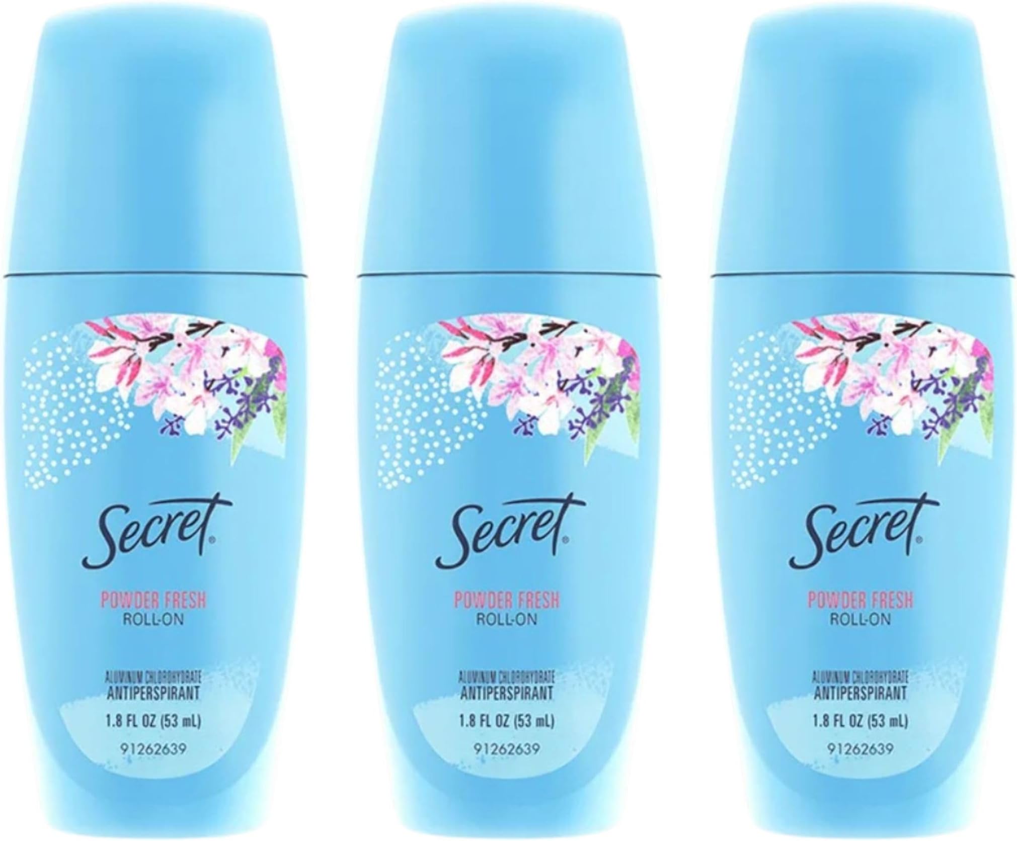 Secret Deodorant Powder Fresh 1.8 Ounce Roll-On (53ml) (Pack of 3)