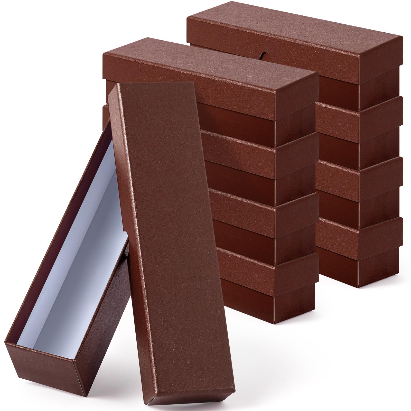 Teling 8 Pcs 2x2 Coin Storage Collectors Box, 9 x 2 x 2 Inches, Brown