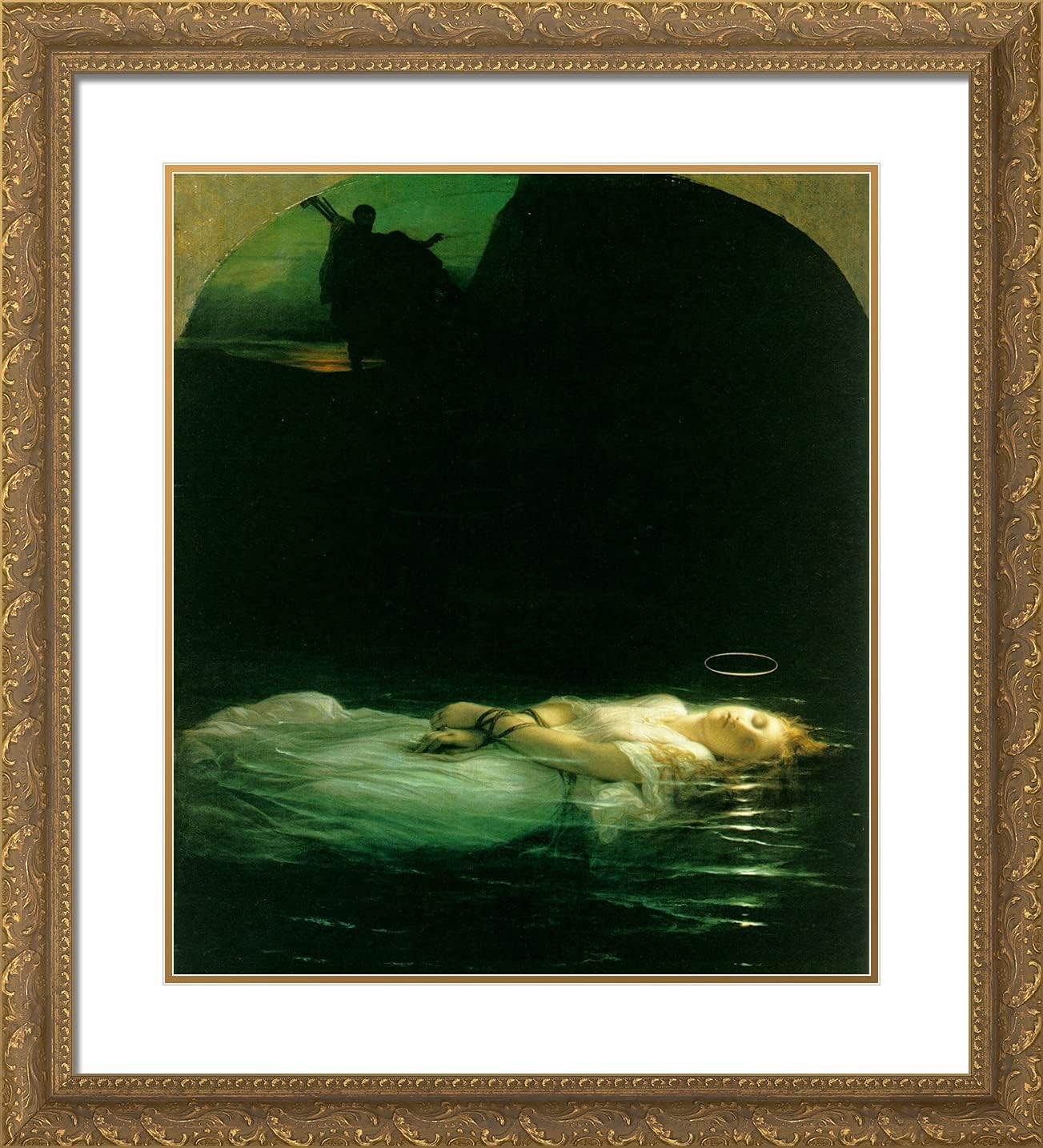 ArtDirect Delaroche, Paul 20x22 Gold Ornate Framed Art Print with Double Matting Titled: Young Christian Martyr